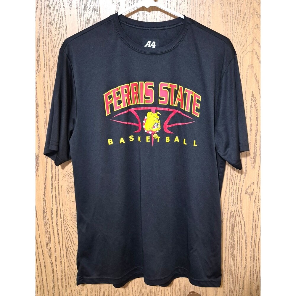 Ferris State Basketball Men's Black Red Yellow Short Sleeve Jersey Top Sz L